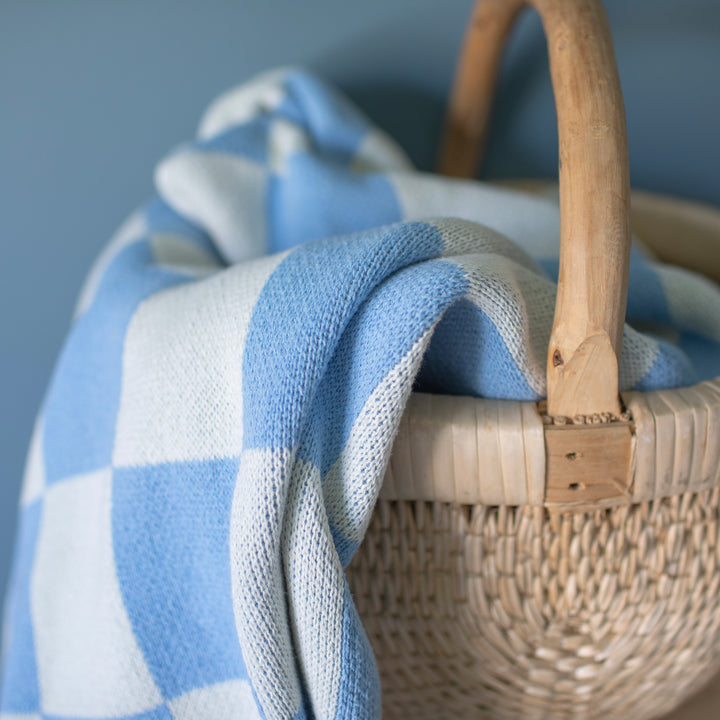 BLUE CHECKER BABY BLANKET