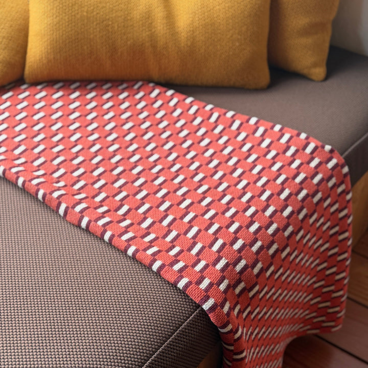 Pixel Throw Blanket in Wine + Ladybug