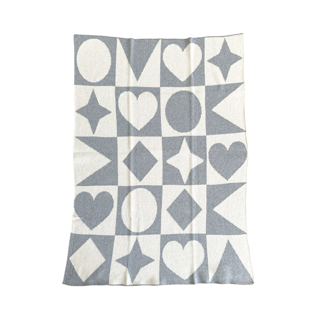 Shape Parade Mini- Grey Baby Blanket