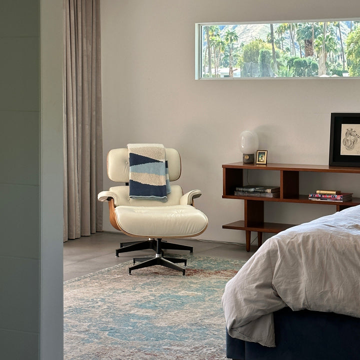 White Eames Chair with Modern Throw in Palm Springs