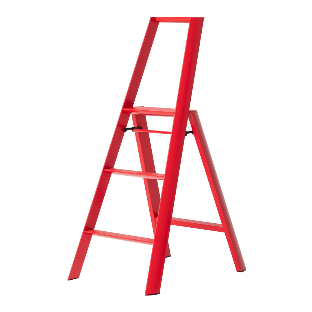 Red step ladder on a white background