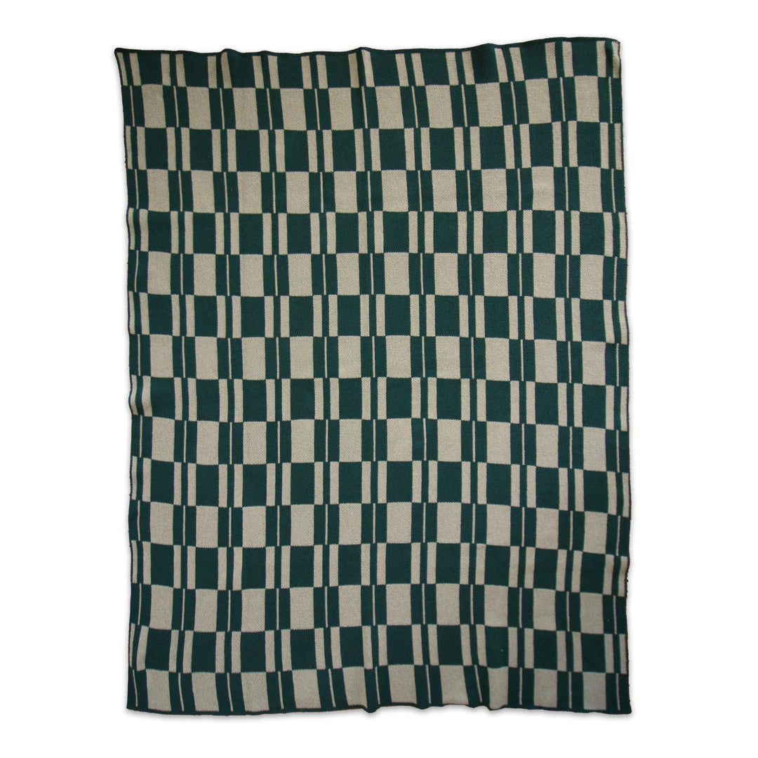 Modern Check Green Throw Blanket