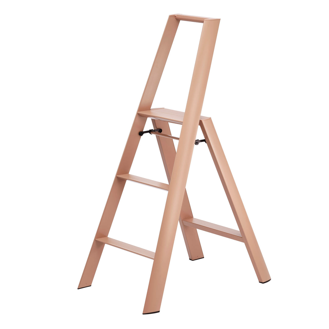 clay colored step ladder on a white background