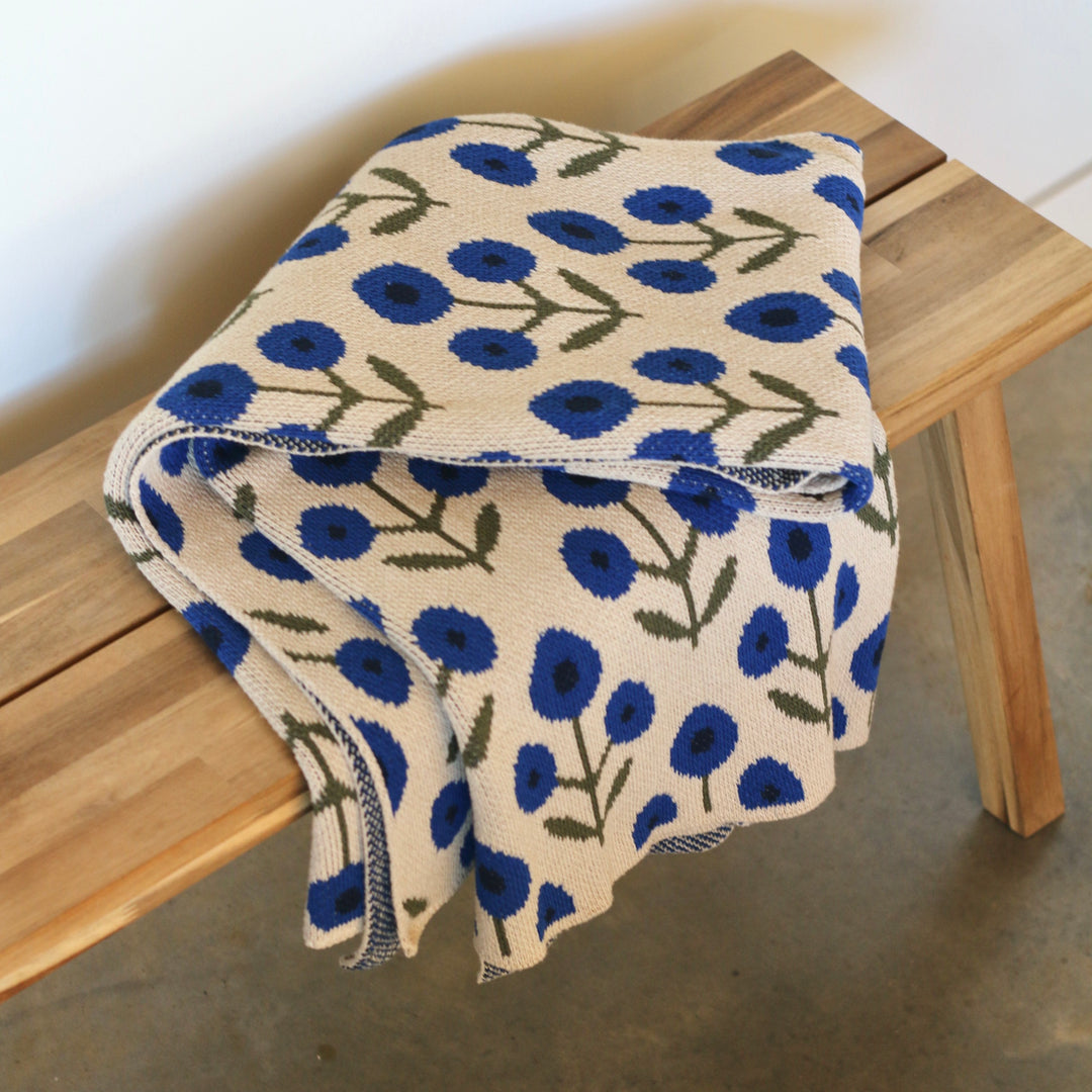 Posie Throw Blanket in Royal Blue