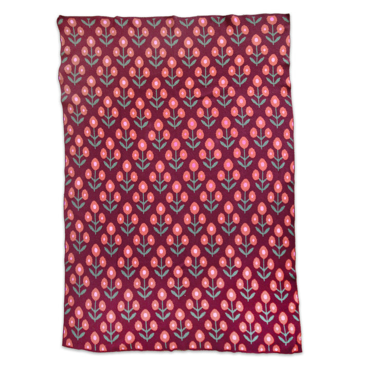Posie Throw Blanket in Wine