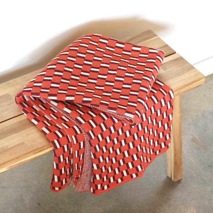 Pixel Throw Blanket in Wine + Ladybug