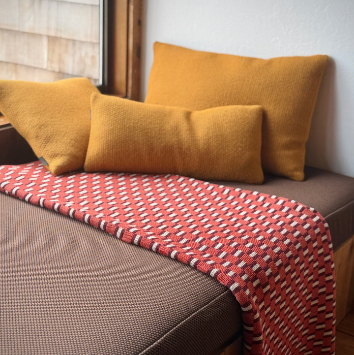 Pixel Throw Blanket in Wine + Ladybug