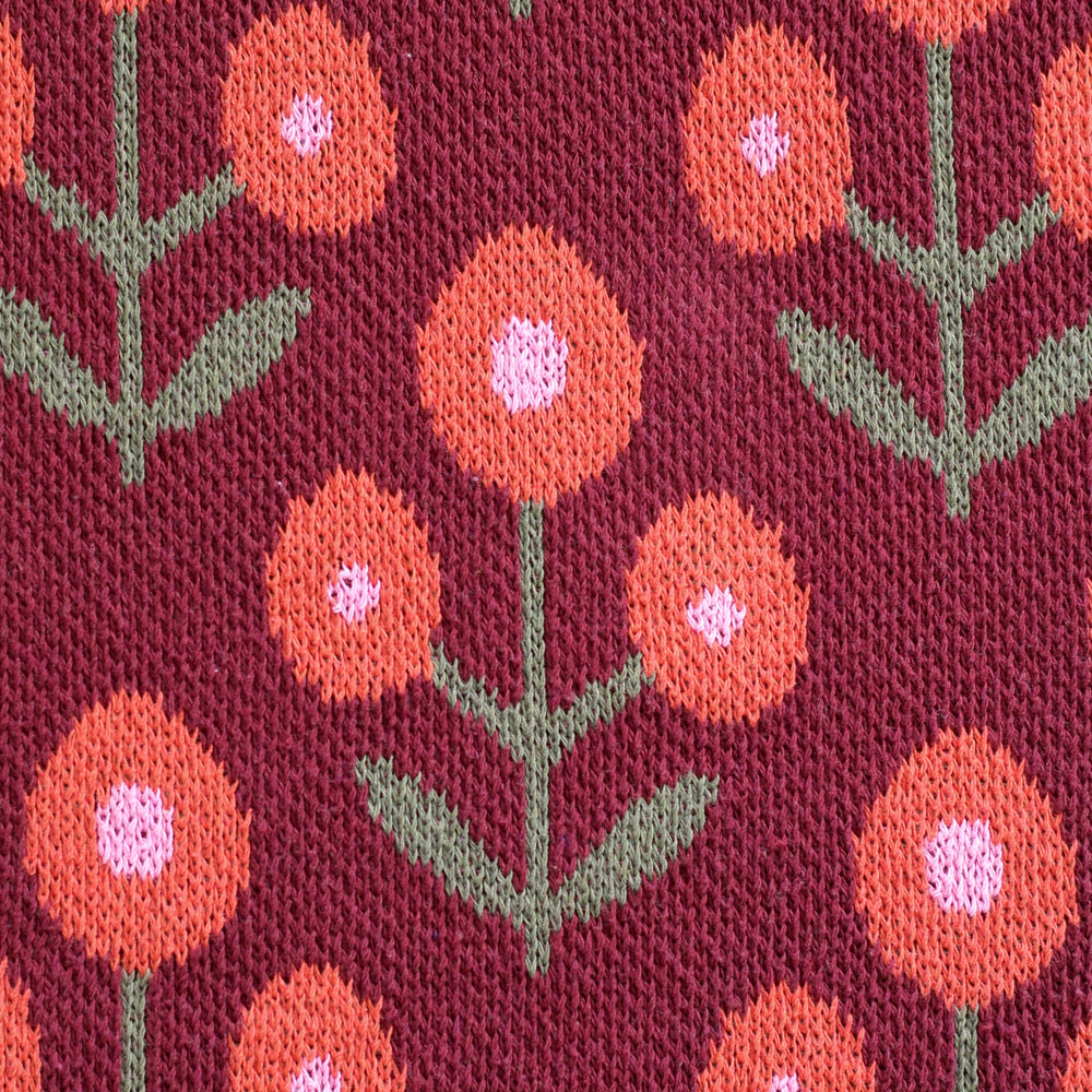 Orange and Burgundy Flower Throw Blanket