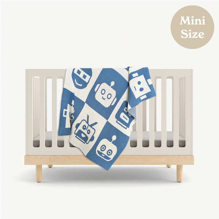 Robot Friends Mini- Blue Baby Blanket