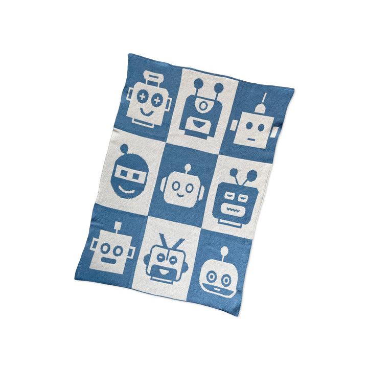 Robot Friends Mini- Blue Baby Blanket