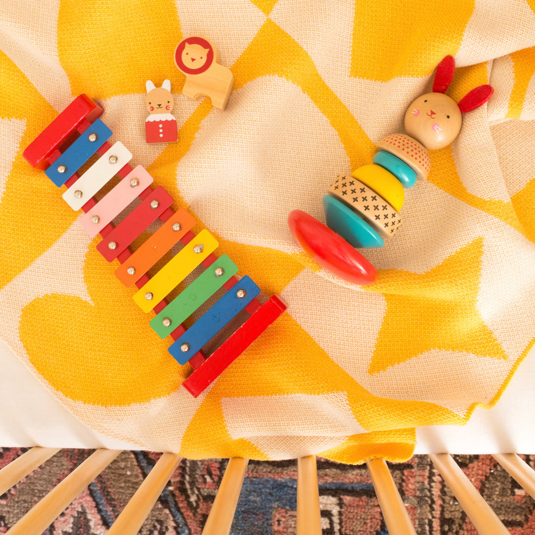 Modern Yellow Geometric Baby Blanket