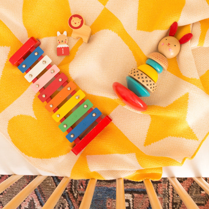 Modern Yellow Geometric Baby Blanket