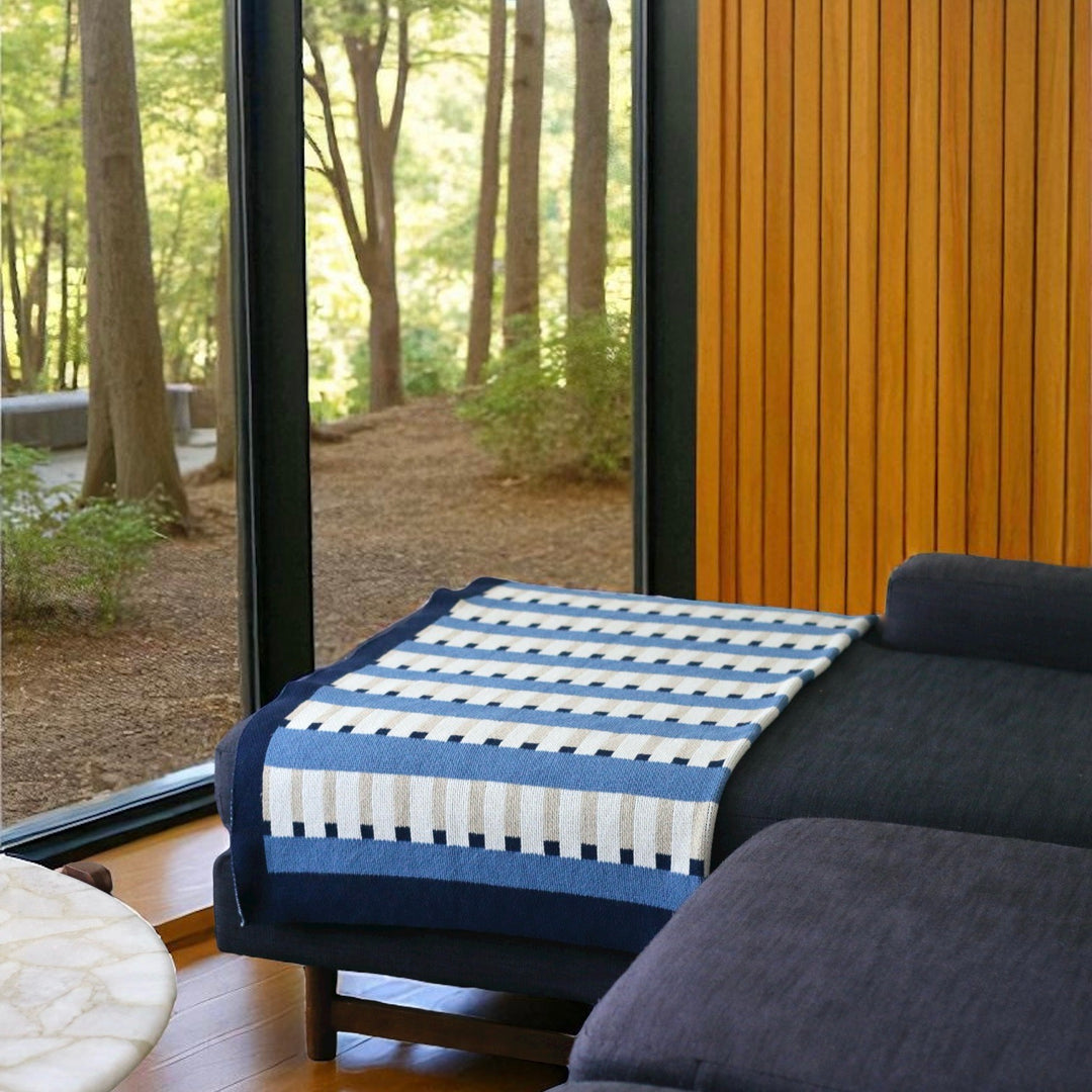 Tatami Throw Blanket in Navy Blue