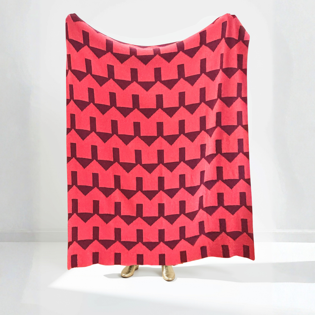 The Happy Habitat Throw- Wine + Coral