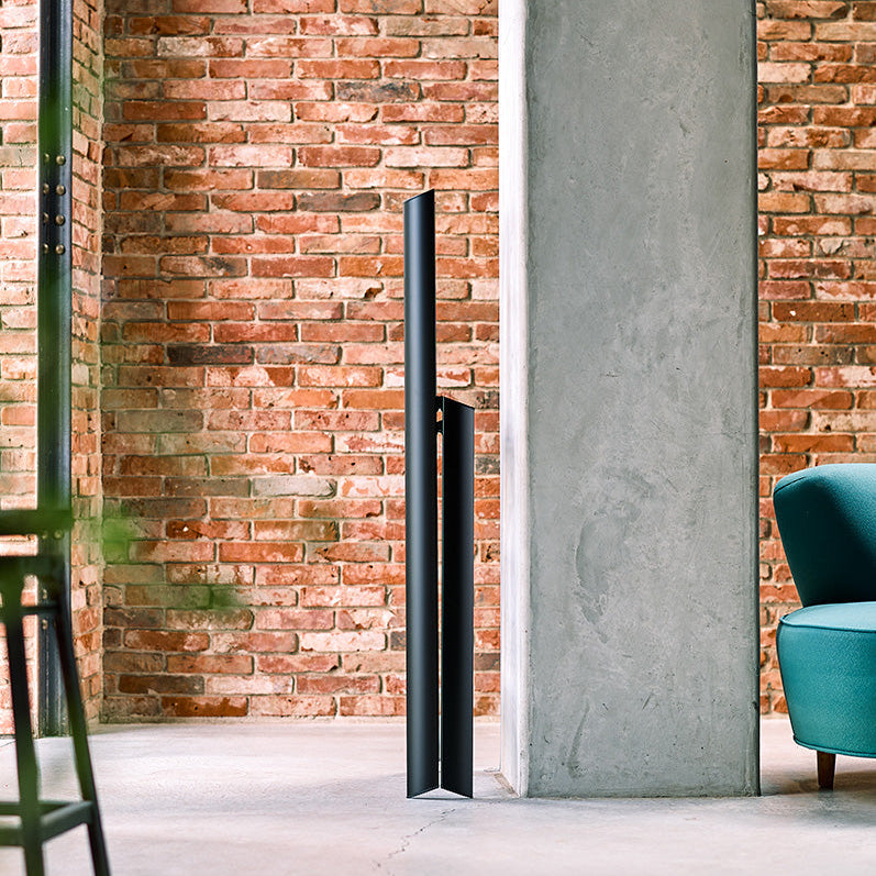 black folded stepladder