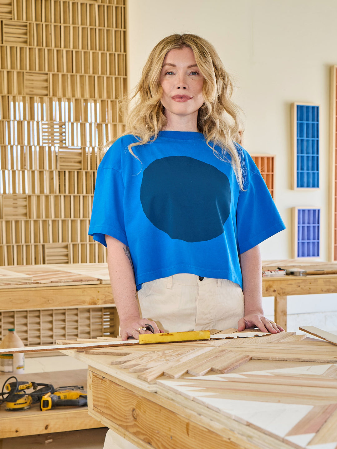 Boxy Circle Tee - Cobalt