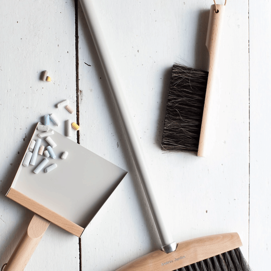 Andree Jardin "Mr & Mrs Clynk" Gray Hand Brush, Dustpan and Wall Hooks