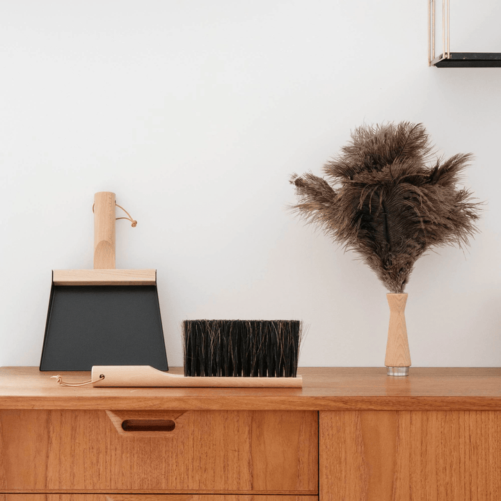 Andree Jardin "Mr & Mrs Clynk" Black Hand Brush, Dustpan and Wall Hooks