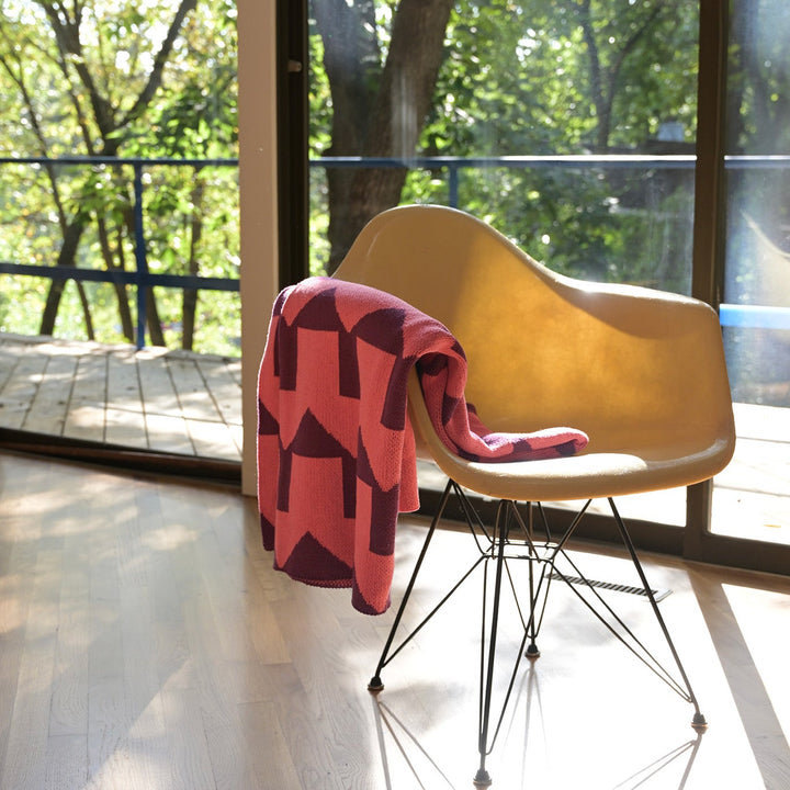 The Happy Habitat Throw- Wine + Coral