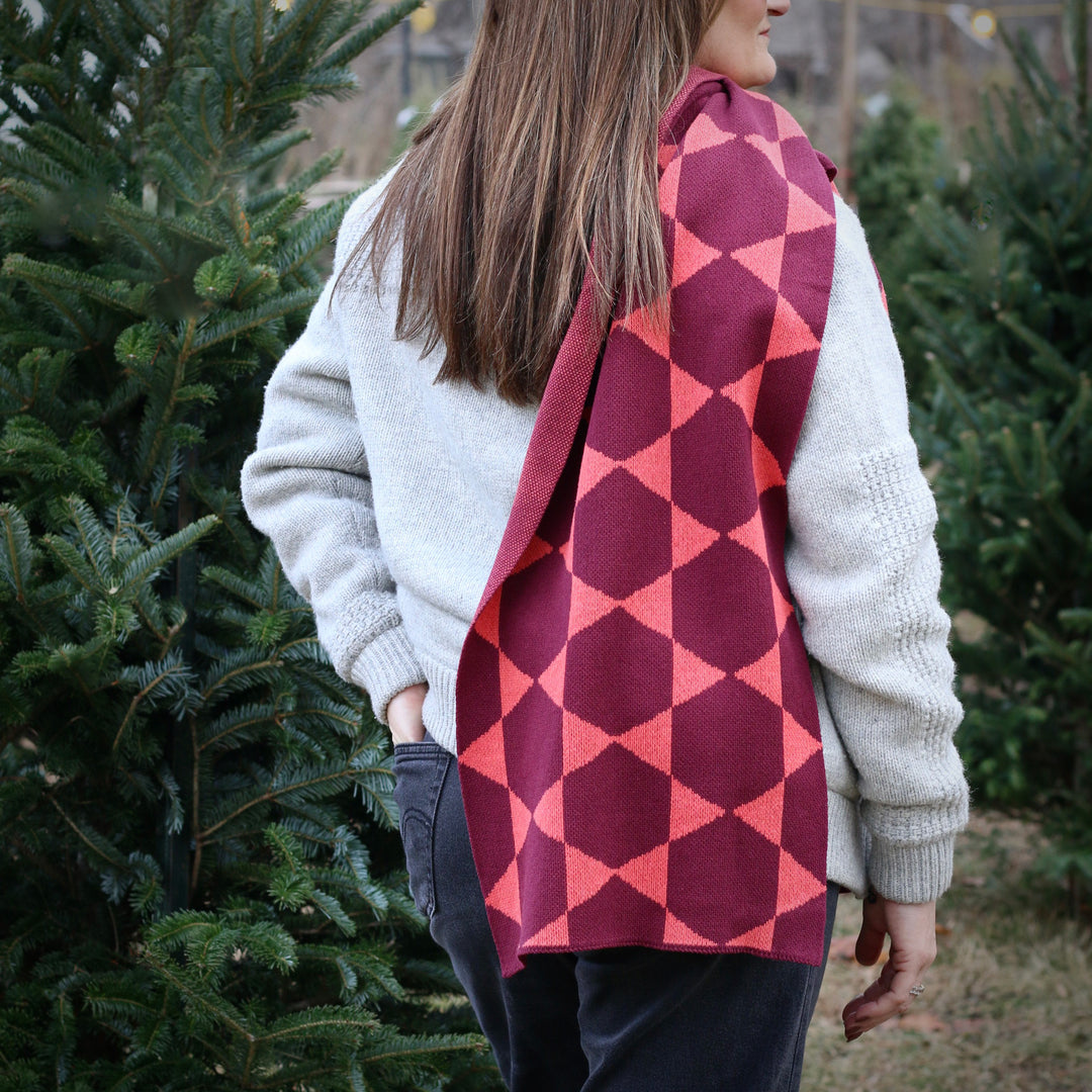 Lark Scarf- Wine + Coral