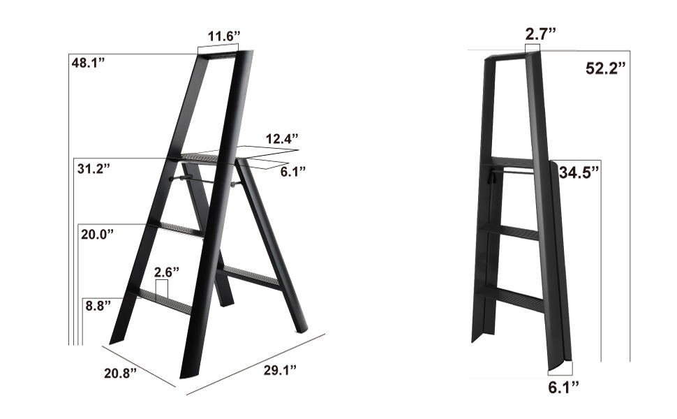 lucano step ladder 3-step BLACK