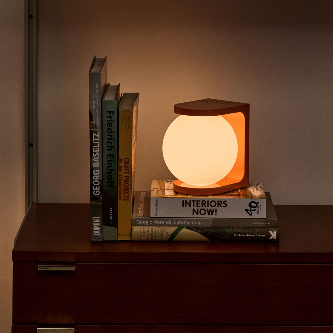 Modern Orange Glow Light on shelf