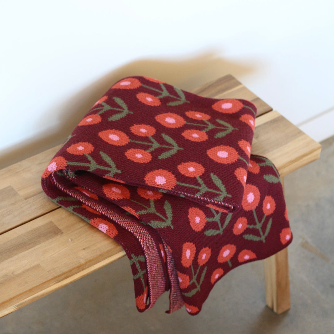 Posie Throw Blanket in Wine