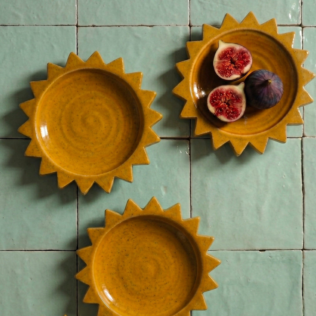 Small Ceramic Yellow sunplates