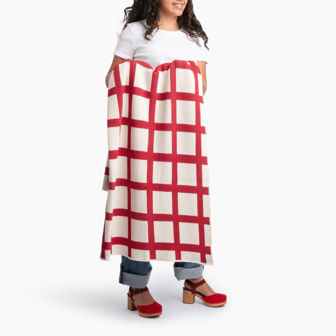 Red Grid Luxury Throw