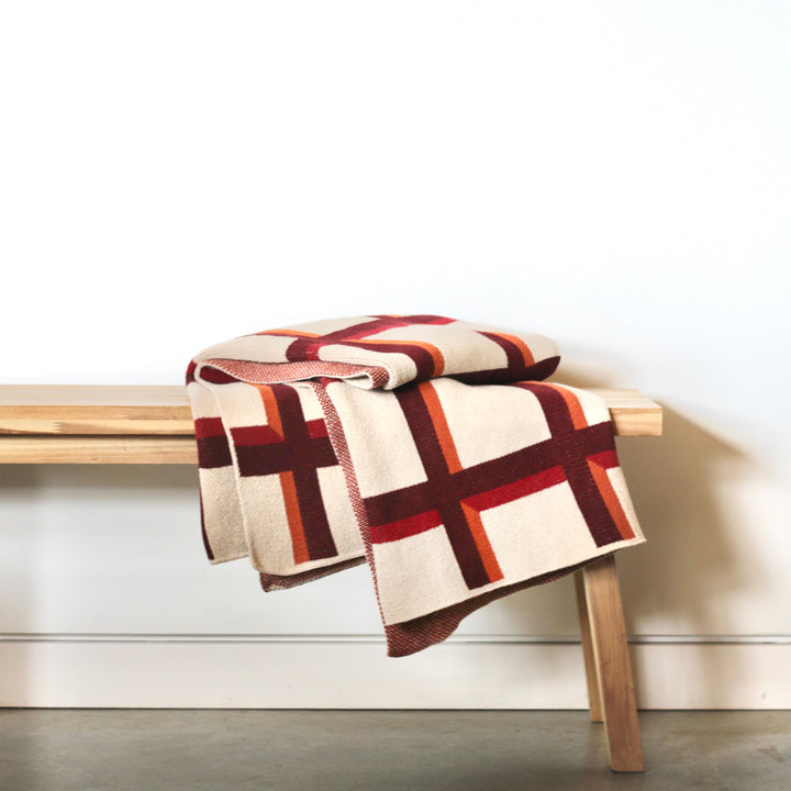 Windowpane Throw Blanket in Wine