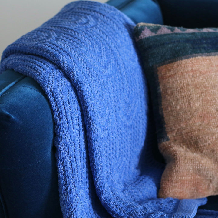 Royal Blue Modern Cotton Throw