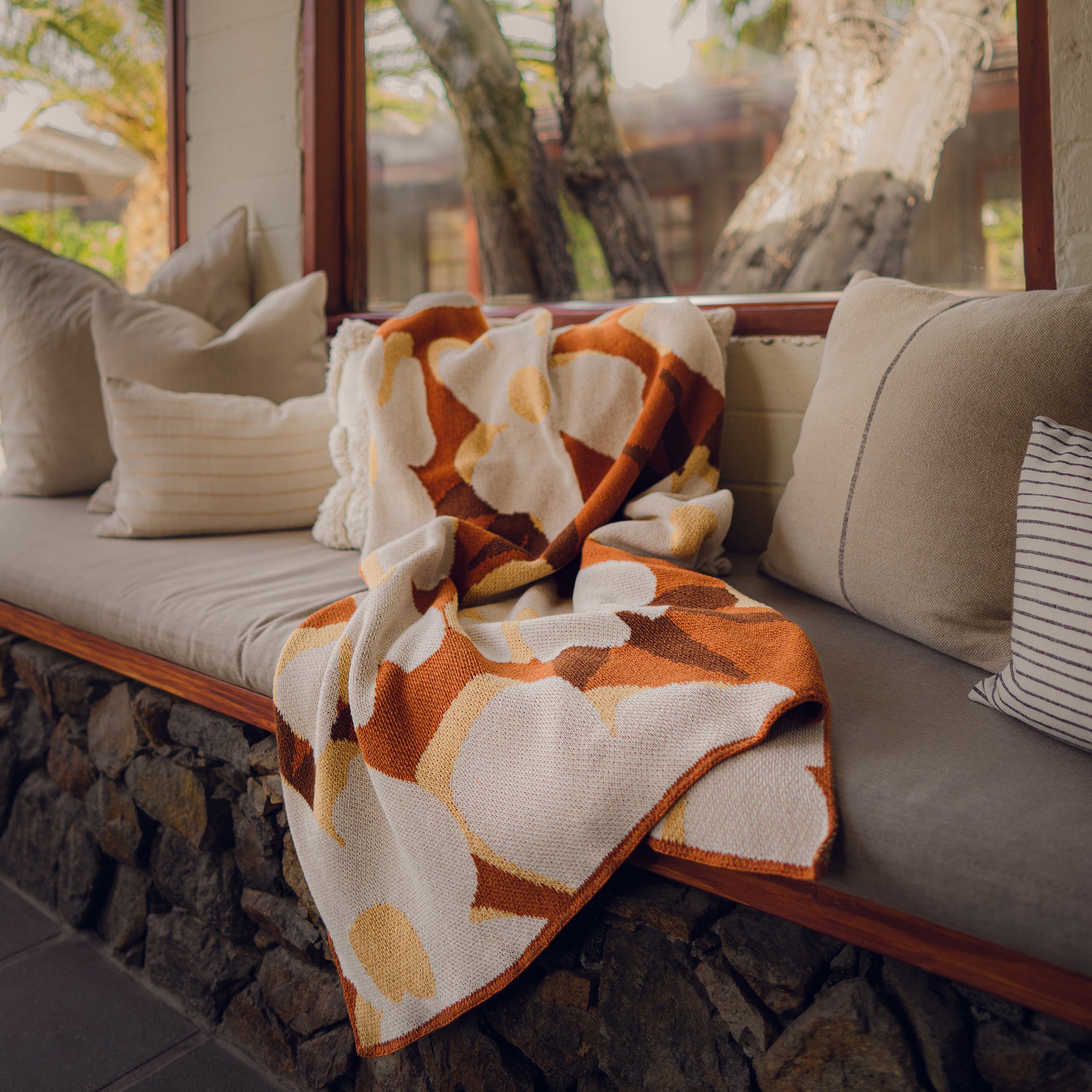 Desert Flower Throw Blanket in Saffron – Happy Habitat