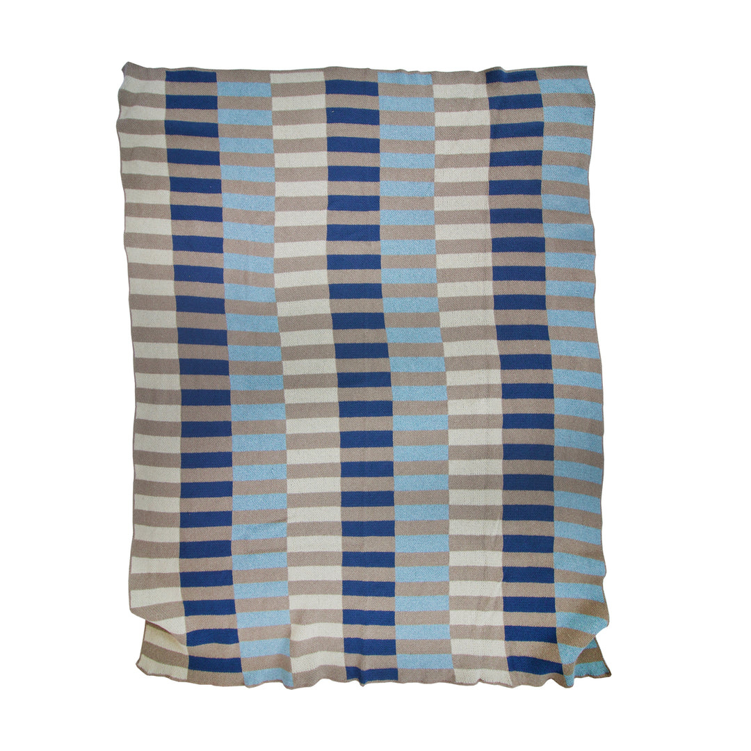 Blue High End Throw with Stripes